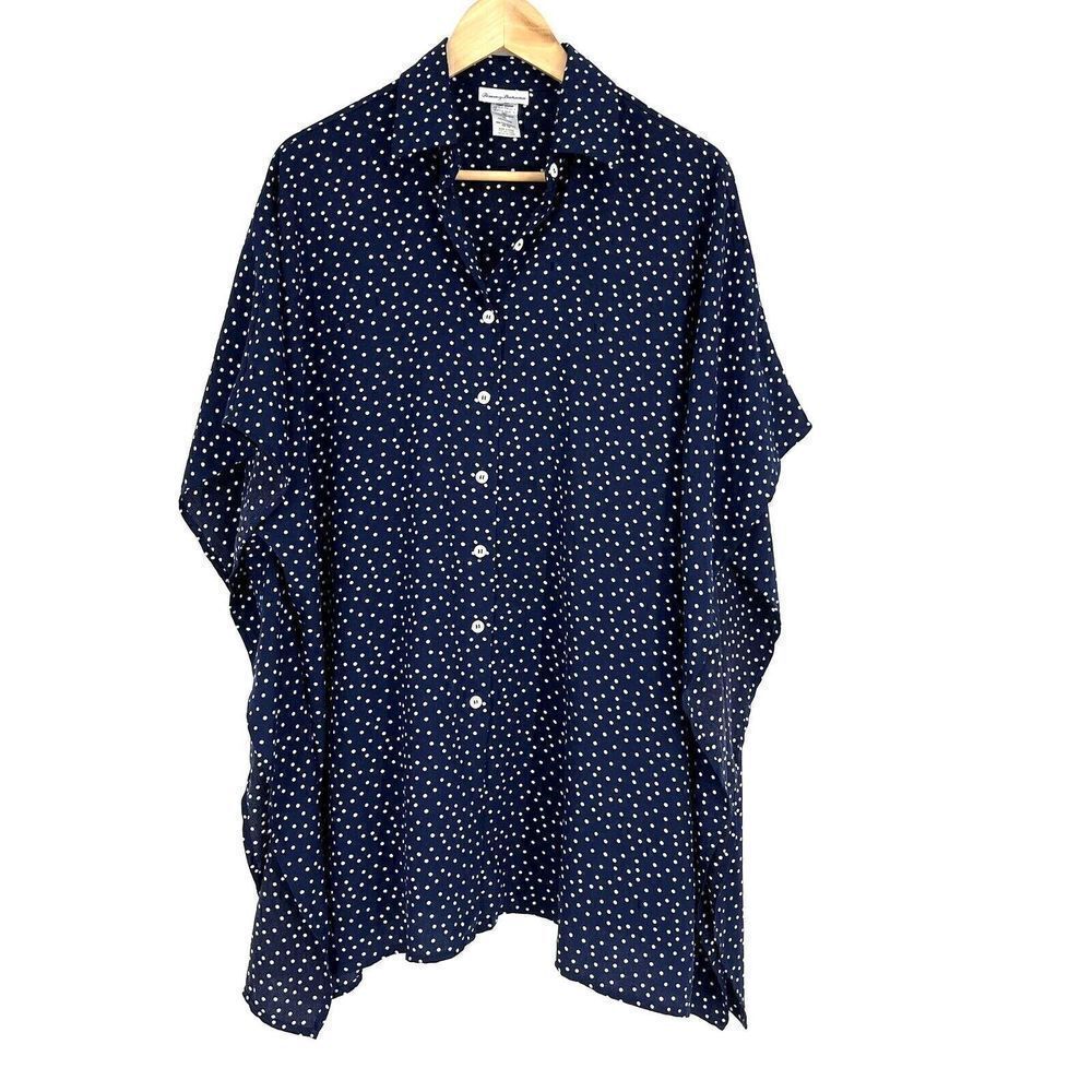 Tommy Bahama Tunic Top Size Small/Medium Women Navy Boyfriend Sea Swell Cover Up